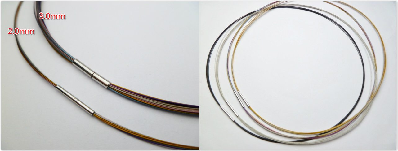 16"- 2mm Multi Color Stainless Steel Cable w/ 925 Sliver Claps